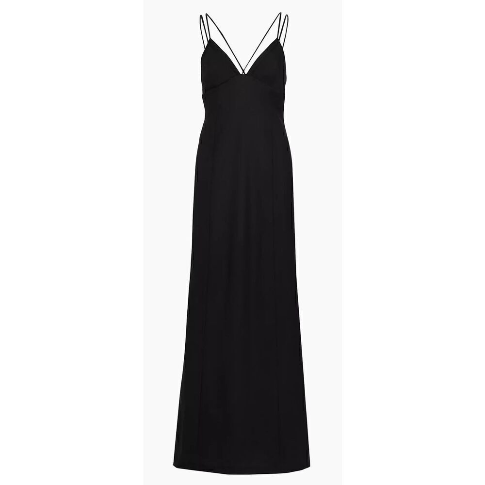 TWP Women's Black Ava Open Back Wool-Blend Gown Size 12 NWOT